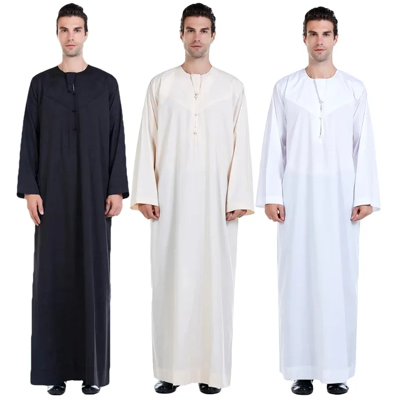 

Men Thobe Thoub Islamic Muslim Arab Kaftan Long Sleeve Jubba Dubai Saudi Arabia Robe Daffah Caftan Clothing Dress Middle Eastern