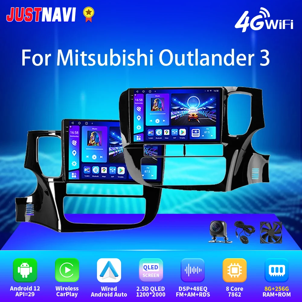 

JUSTNAVI 2K 2000*1200 Car Radio Multimedia Navi For Mitsubishi Outlander 3 Android Carplay Andrios Auto GPS RDS DSP Multimedia
