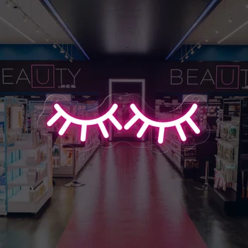 Ciglia per occhi Insegna al neon Luce Negozio di bellezza Affari Camera da letto interna Camera da donna Salone di bellezza Negozio di unghie Negozio di cosmetici Decorazione da parete