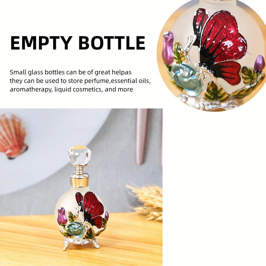 25ml Decorative Butterfly Rose Bottle with Zinc Alloy Metal Detailing and Glass Interio... - SKU PBGS2004 - UGI Packaging