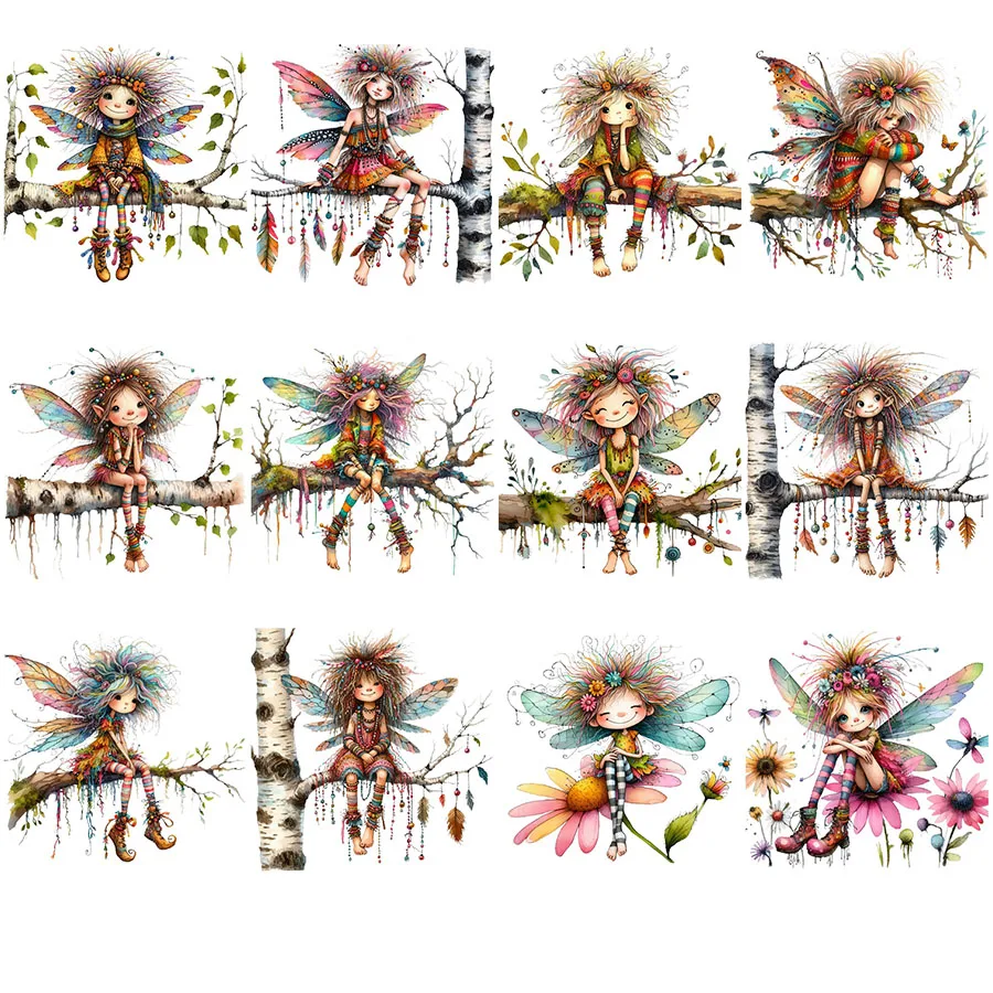 12pcs Boho Fairy UV DTF Cup Wrap Transfer Sticker Glass Coffee Mugs Decoration Cards Notebooks School Handmade Junk Journaling dtf transfer sticker