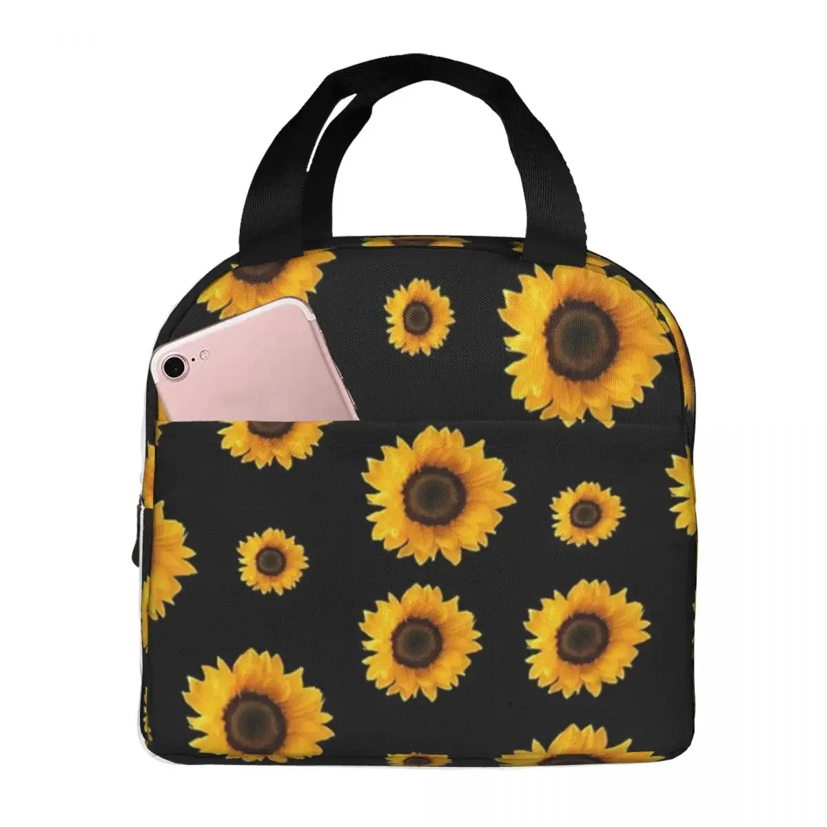 

Sunflower Pattern Insulated Lunch Bags Resuable Picnic Bags Thermal Cooler Lunch Box Lunch Tote for Woman Work Kids School