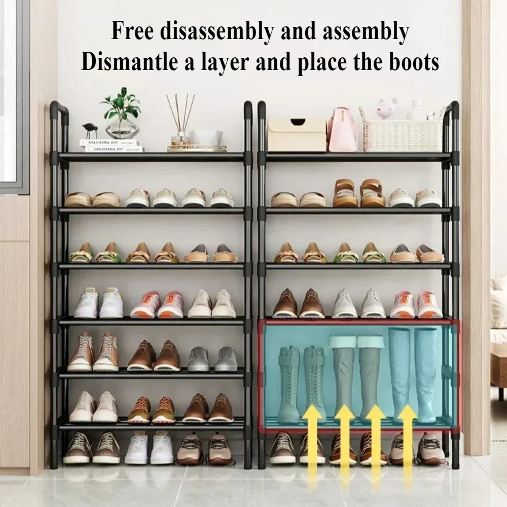 Shoe Rack Multilayer Metal Housing Entrance Rental Shelf Space Saving For Living Room And Dormitory