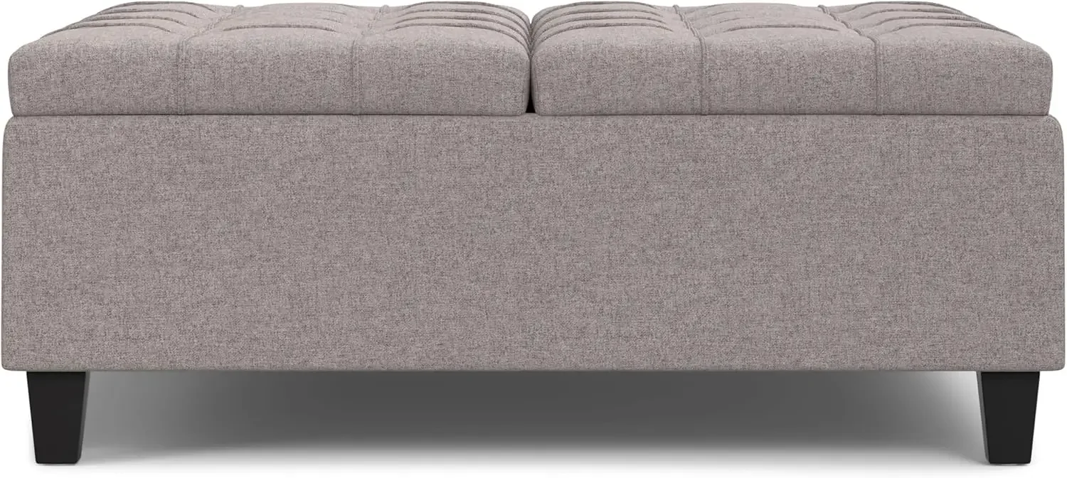 Harrison 40 inch Wide Transitional Square Large Square Coffee Table Storage Ottoman in Cloud Grey for The Living Room 4