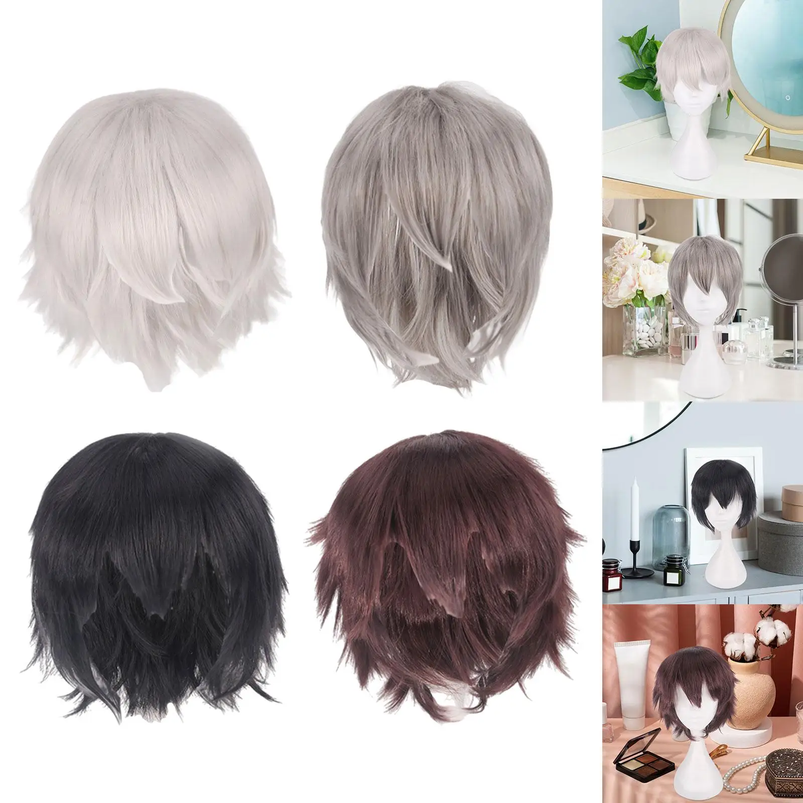 Cosplay Wig Costume Wig Spiky Lightweight Practical Basic Short Wig Full Wig for Halloween Costume Theme Party Women