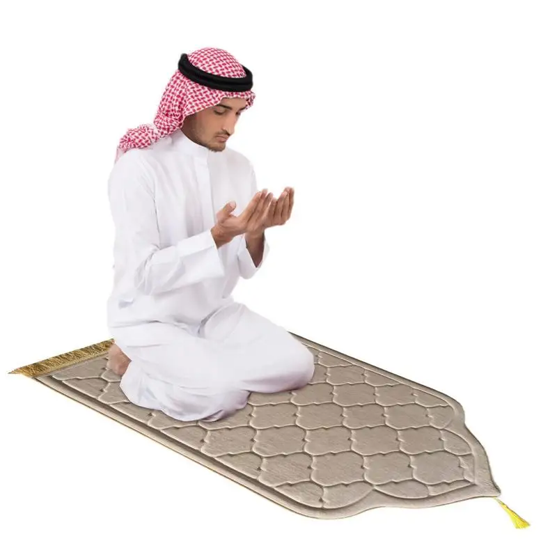 Flannel Prayer Mat Worship Blanket Worship Kneel Embossing Floor Carpets Non-slip Soft Portable Travel Prayer Rug Ramadan Gift