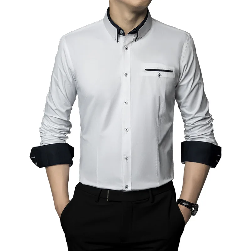 

6XL 7XL 8XL Spring Autumn Shirts Formal New Business Casual Long Sleeve Shirt Men's Large Non Iron Fashion White Khaki Gray