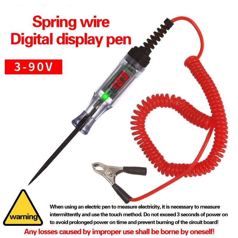 Circuit Test Pen 3V 6V 12V 24V 48V 90V DC Car Digital Display Test Pen Car Light Digital Display Electrical 1pc