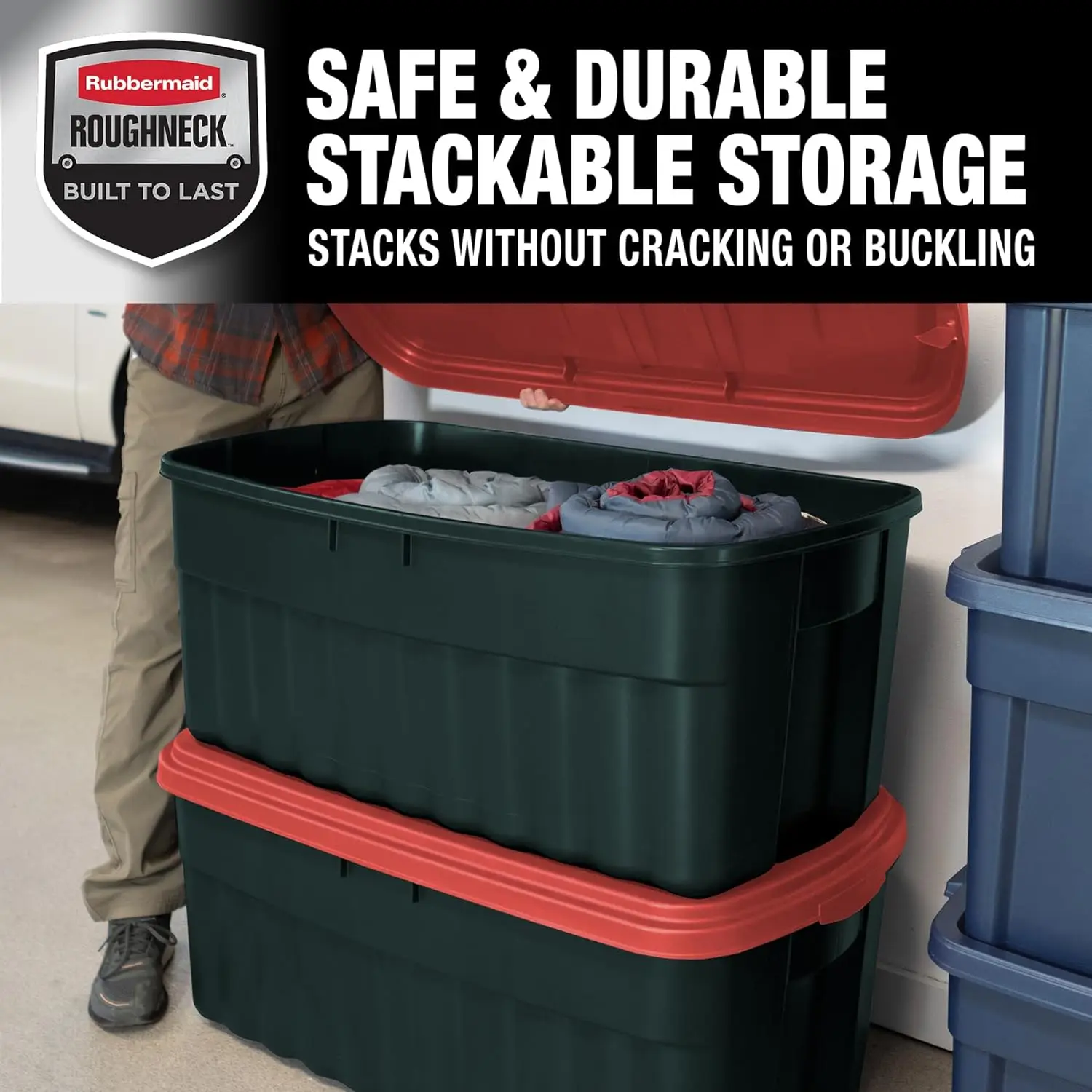 Roughneck 10 Gal. Rugged Stackable Storage Tote Container (6-Pack)