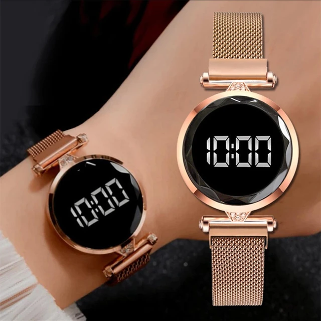 Rose Gold Women's Watches Luxury LED Digital Watch for Women Stainless  Steel Wristwatch Ladies Fashion Watch Women Reloj Mujer - AliExpress