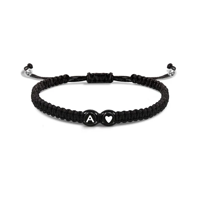 26 lettres initiales coeur Bracelets à la main réglable A-Z nom tressé Bracelets pour femmes hommes amitié bijoux cadeaux