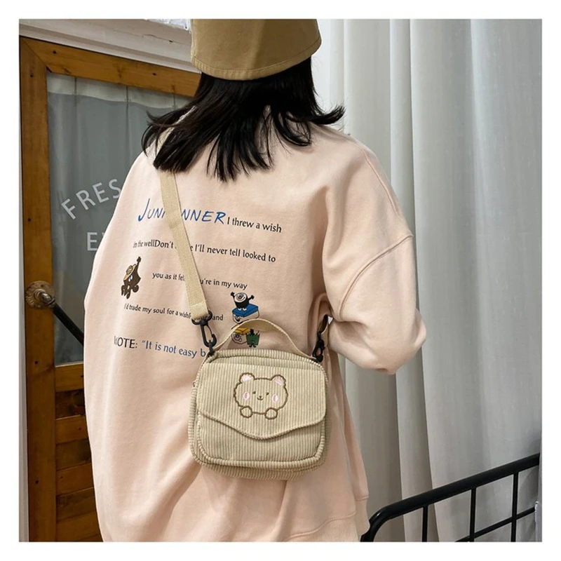 Girls Women's Messenger Bags Ladies Canvas Printed Cute Envelope Bag Lady  Sweet Cartoon Student Shoulder Bag