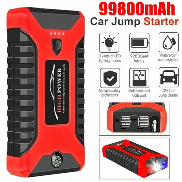 69800mAh 12V Car Jump Starter Portable 4 USB Port Charger LED Flashlight  Power Bank Battery Booster 