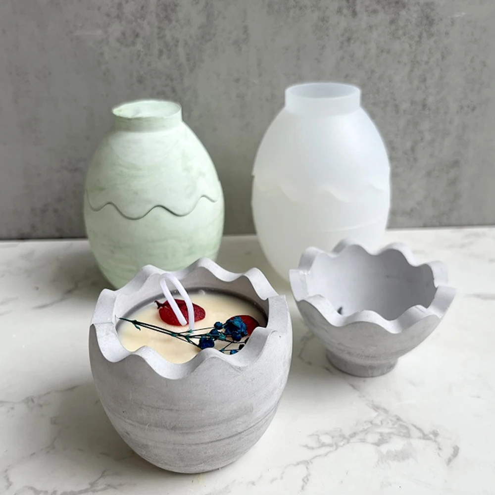 Egg Shape Candle Jar Mold DIY Crystal Epoxy Resin Storage Box Mould Concrete Cement Plaster Craft Making Molds Home Decoration silicone mold