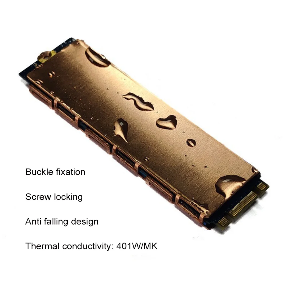 구리 M.2 SSD 방열판 라디에이터 실리콘 열 패드 포함, M.2 SSD 하드 디스크 냉각 방열판, NVME M2 NGFF 2280 PCIe SSD 용