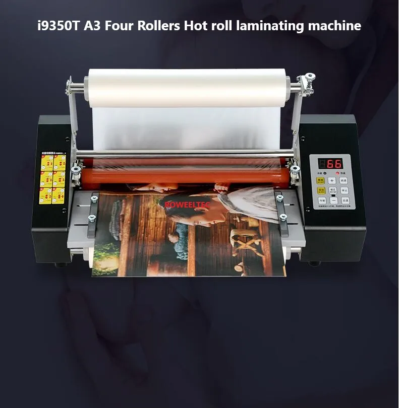 110v 600w lamination machine thermal laminator a3 a4 rollers system thermal four roller hot cold film laminating A3 /33cm Hot roll laminating machine i9350T Four Rollers Laminator Multi-function Film laminator ATT