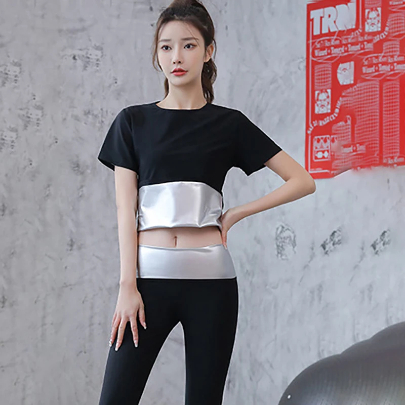 Sports Suit Women Gym Clothing Set Shirt And Shorts Sportswear Running Fitness Training Weight Loss Sweating Sauna Summer Autumn sports suit