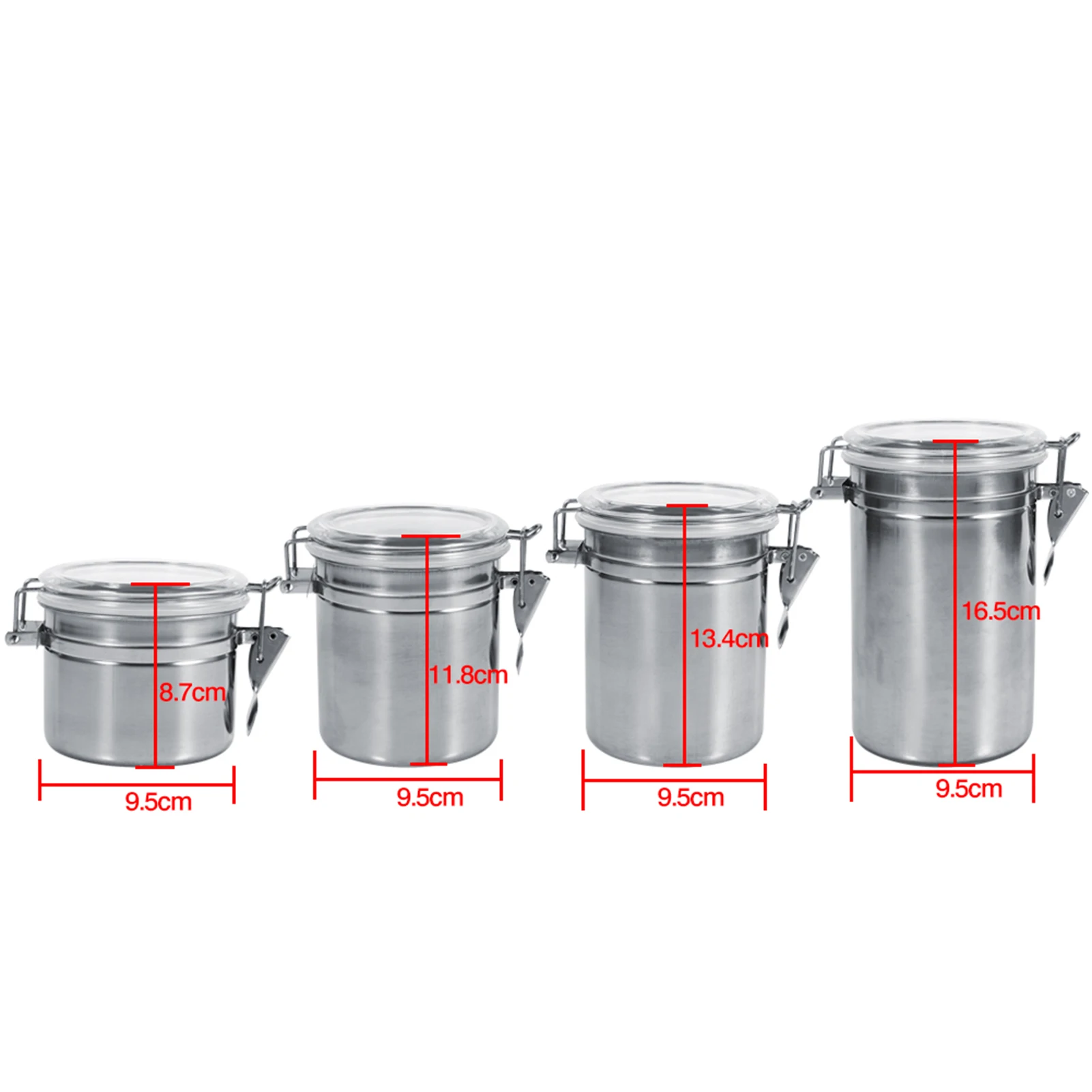 Stainless Steel Food Storage Container Airtight Kitchen Storage Bottle Sugar Tea Coffee Beans Canister for Home Restaurant 6
