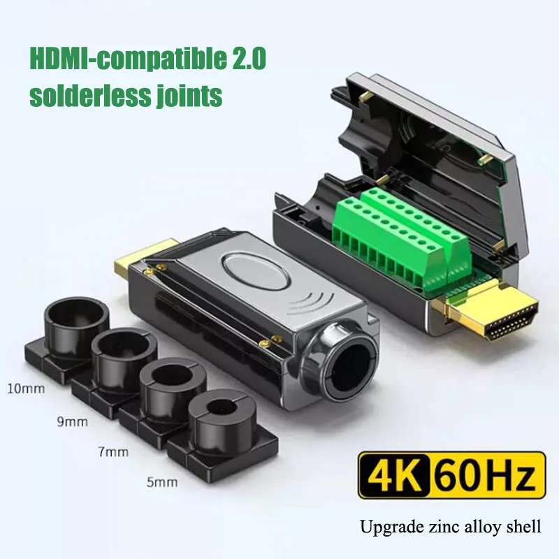 

Совместимый с HDMI 2,0 разъем для кабеля без пайки штекер для сварки HDMI 4K клемма для ремонта проводов высокой четкости DIY Штекерный адаптер