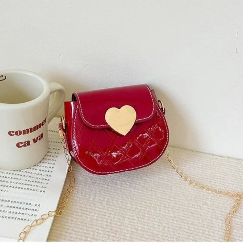Lovely Patent Leather Chain Bag Crossbody Bags Cute Little Girls Mini Shoulder Bag ForFashion Coin Purse Small Kids Backpack 4