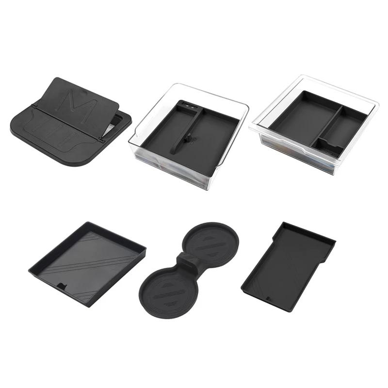 

For Tesla Model 3 Highland 2024 Center Console Organizer Set, Armrest Storage Box Cup Cushion Accessories ,6Pcs