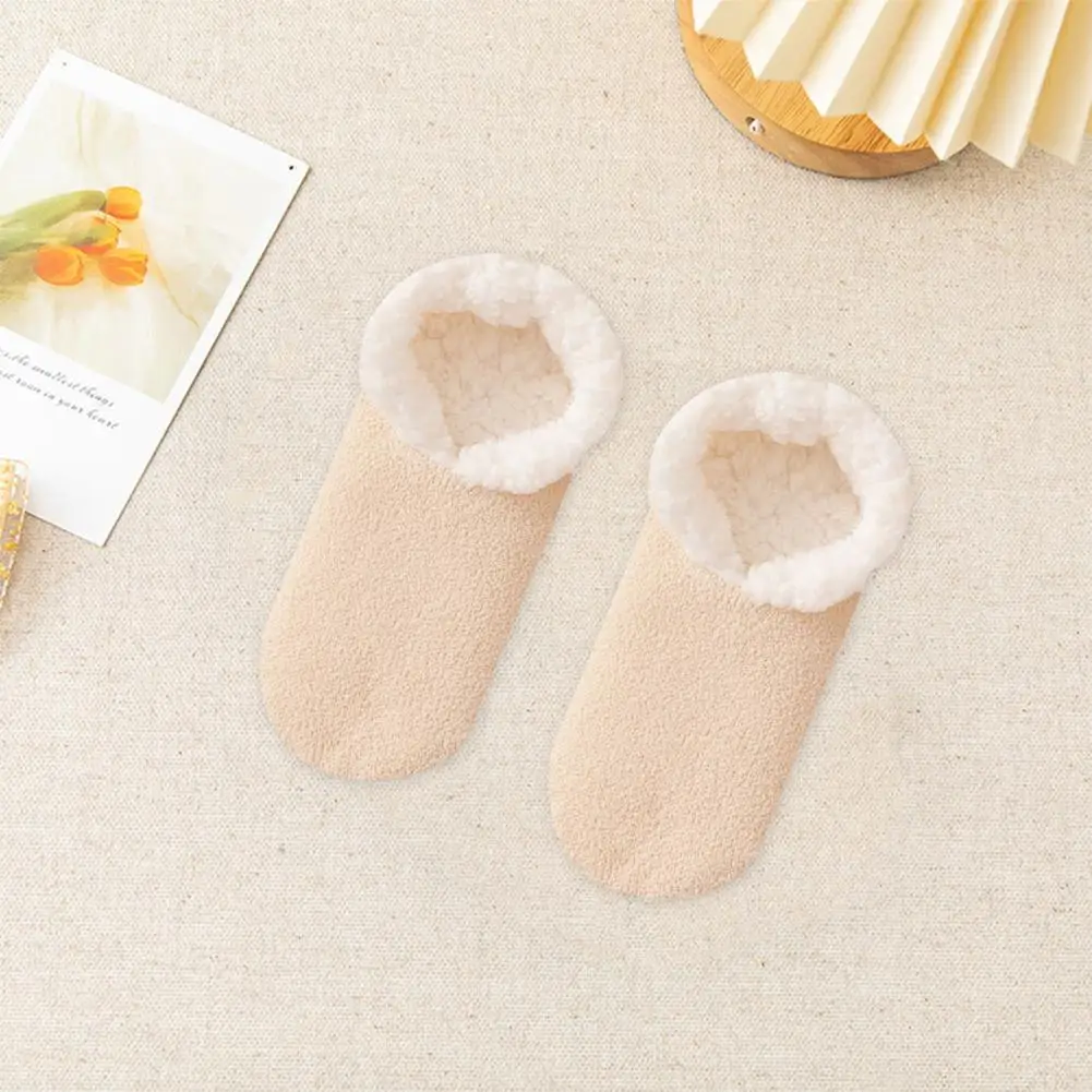 

Soft Plush Socks Cozy Plush Lined Slipper Socks for Women Non-slip Indoor Winter Warmth Soft Thermal Home Shoes Floor Socks