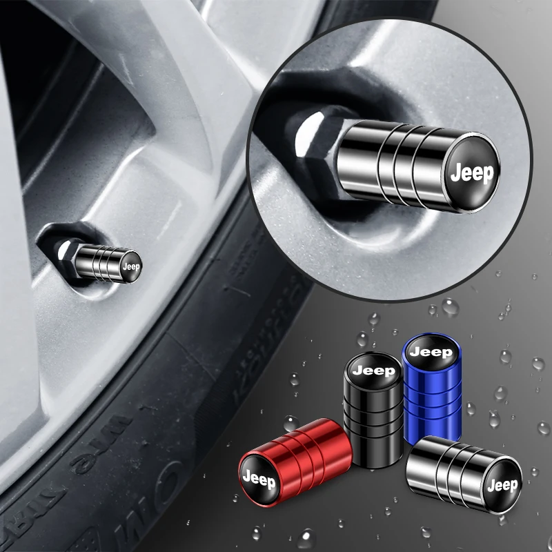 4Pcs Car Tire Valve Cap Sticker Tyre Dust for Jeep Renegade Wrangler Compass Grand Cherokee Jk Wj Tj Rubicon Accessories |
