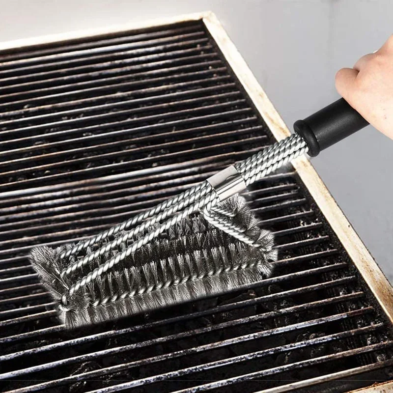 Stainless Steel BBQ Brush Barbecue Grill Cleaning Brush Non-stick Cleaning With Handle Tools BBQ Accessories