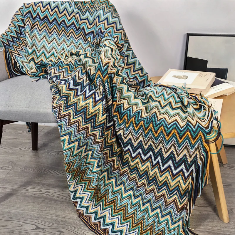 Blanket Bohemia Blanket Throw Blanket For Bed Knitted Blankets With Tassel Plaid Throws For Couch For Happy Nappers - 4