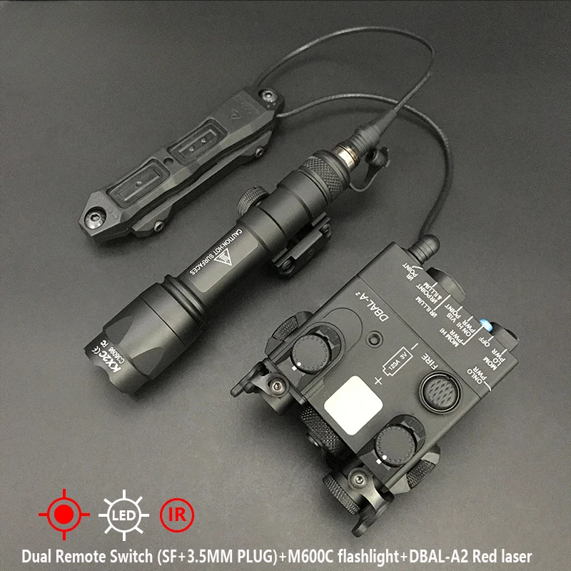 Tactical DBAL A2 Metal Red Dot Green IR Laser Sight Strobe Flashlight SF M600C M300 Hunting Weapon Light Dual Function Switch