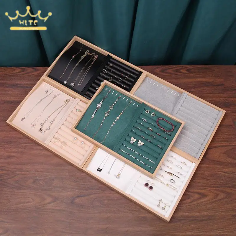 Jewelry Velvet Display Tray Ring Necklace Combination Set Plate Earrings Storage Finishing Props