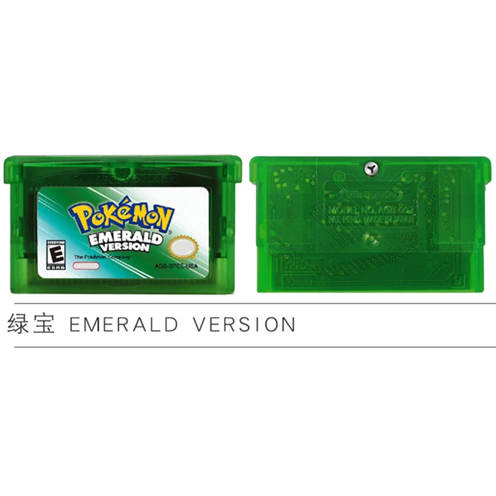 -GBA 게임 시리즈 32비트 비디오 게임 카트리지 콘솔 카드 에메랄드 파이어레드 리프그린 루비 사파이어