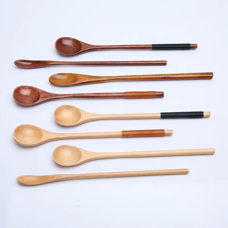 Handmake Spoon Long Handle Coffee-Spoon Tea Scoop Japanese Style Dessert-Spoon Wooden-Spoon Mixing Stirring Spoon for Tea Coffee wooden spoon
