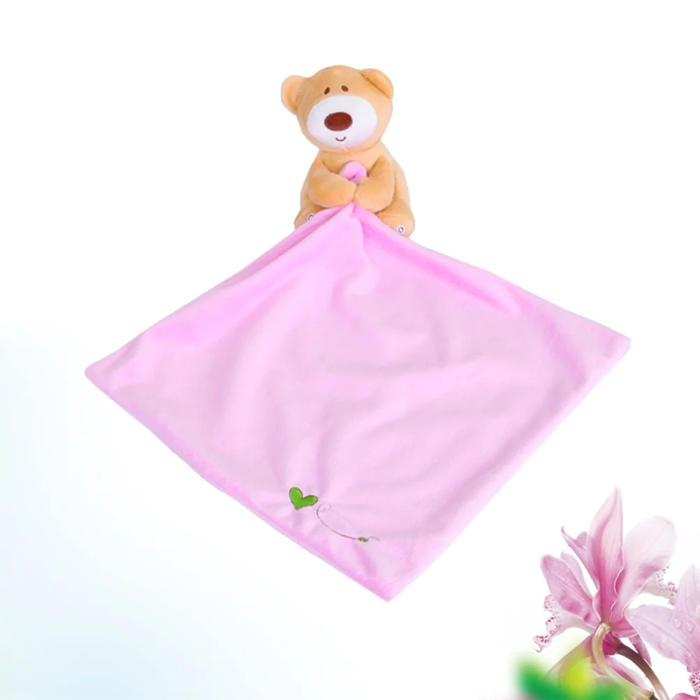 

Animal Baby Bib Sleeping Appease Toy Newborn Children Animals Plush Toys Towels Feeding Accessories - Pink (Bear)