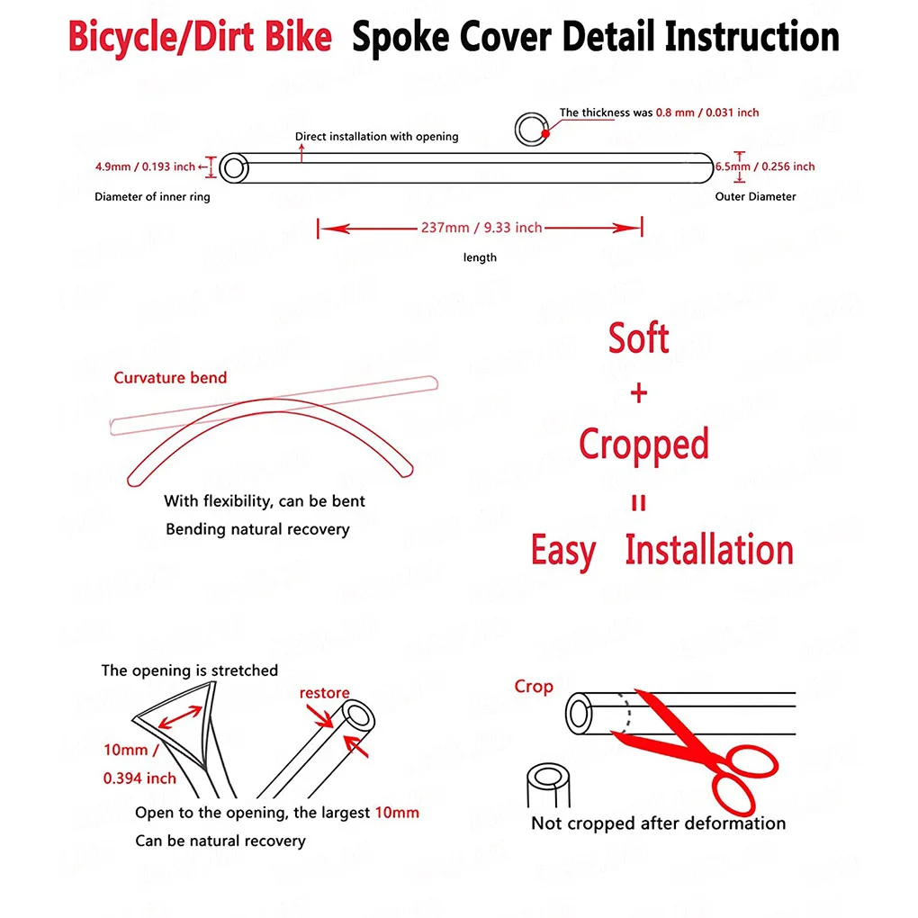 Bicycle Wheel Protector Wraps 72pcs Bike Wheel Spoke Wraps Cover Motorcycle Tire Spoke Plastic Sleeves Bicycle Decoration