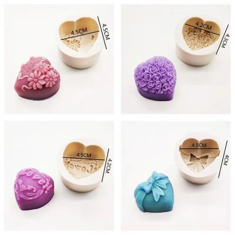 Silicone Mold Silicone Soap Mold Love Heart Rose Chocolate Mold Candle Polymer Clay Handicraft DIY Soap Base Gift for Girl