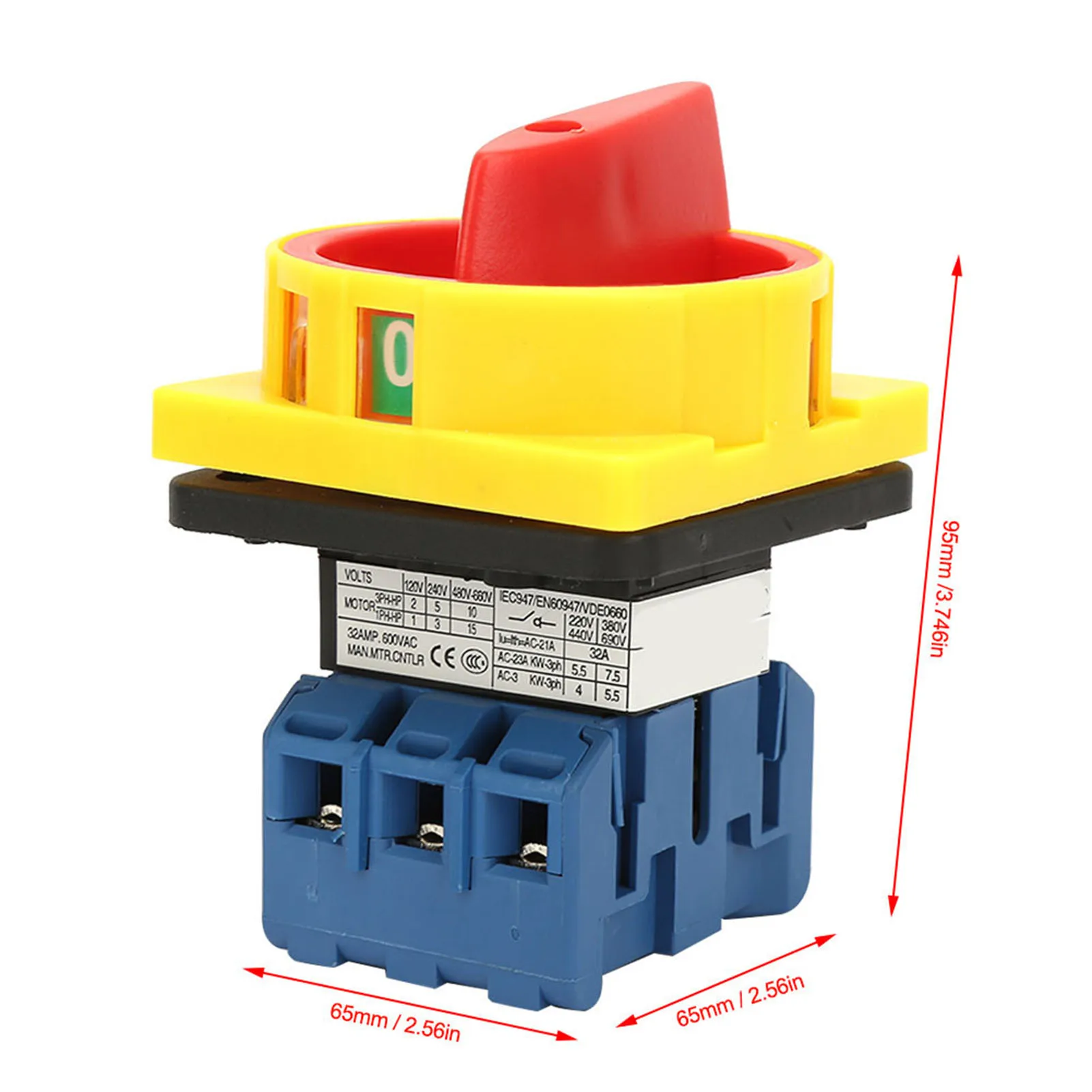 25A/32A Load Circuit Breaker Switch 3-Pole 2-Position Cam On off Power Switch(32A) circuit breaker
