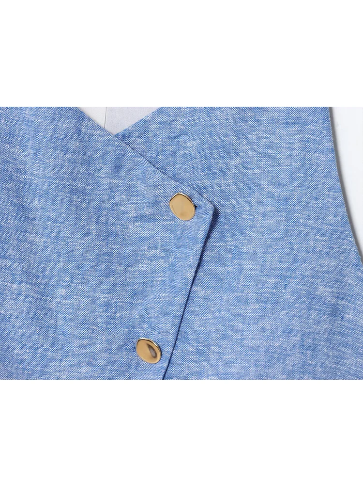 TFMLN 2025 Women Pant 2 Piece Set Ladies  Irregular Single Breasted Vest Casual Wide Leg Trousers With Belt Female Elegant Sets