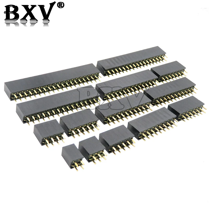 아두이노용 더블 로우 핀 암 헤더 소켓, 피치 2.54mm, 2x2p, 3 핀, 4 핀, 5 핀, 6 핀, 7 핀, 8 핀, 9 핀, 20 핀 커넥터, 10-100 개