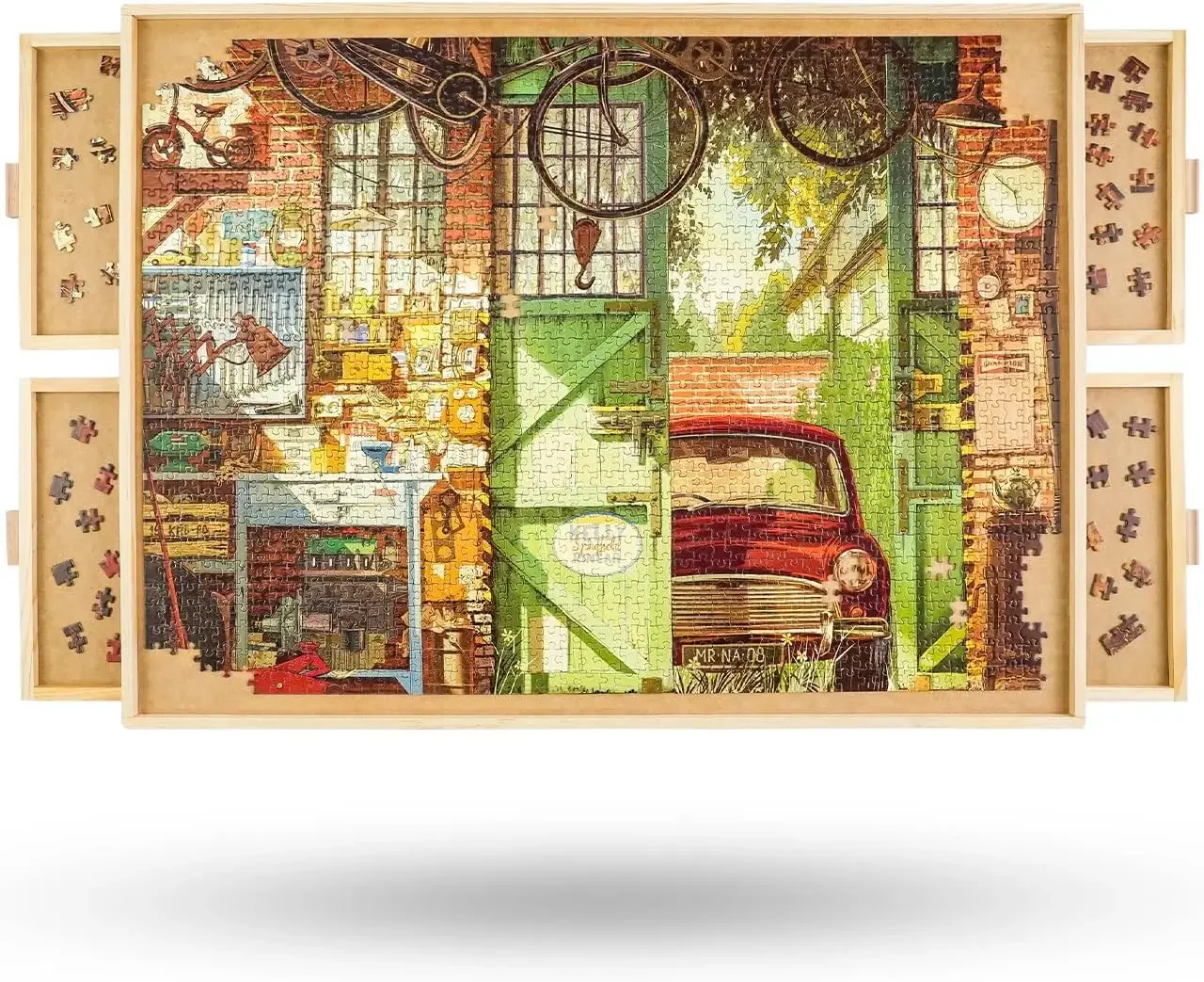 2000 Piece Rotating Puzzle Board with Drawers,29.7"x41.3"Portable Wooden Jigsaw Puzzle Table for Adults Portable,Lazy Su