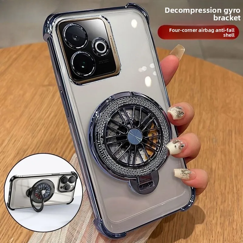Ultra-Thin Four-Corner Anti-Drop Case with Spinning Top Bracket