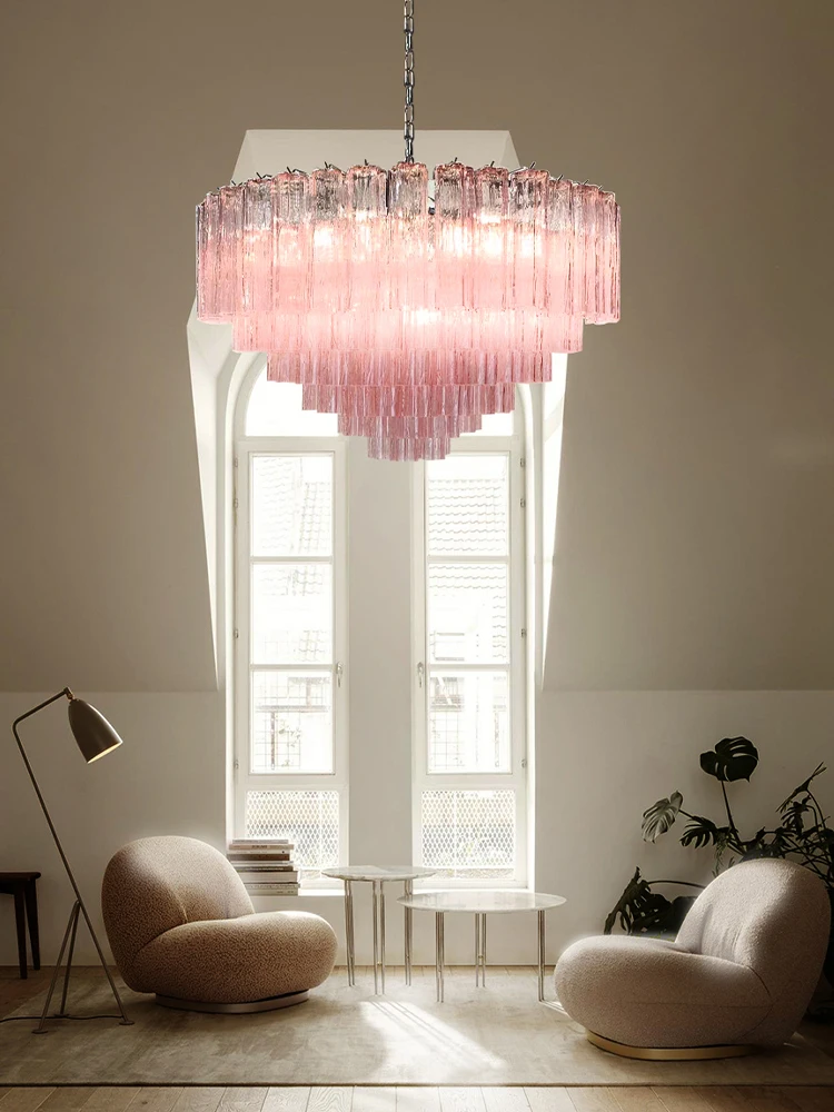 Pink Old Fashioned Ceiling Lights Pink Clear Texture Glass