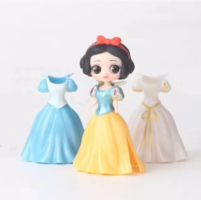 24pcs Princess Cinderella Belle Alice Snow White Ariel Rapunzel Pvc Action Figures Interchangeable Clothes Toys Dolls Gifts 5