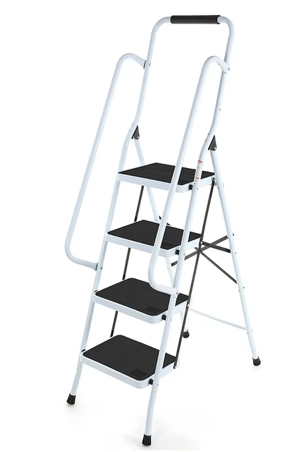 Escalera de 3 escalones, escaleras de aluminio ligeras con pedales anchos,  escaleras plegables portátiles antideslizantes, taburete multiusos para el