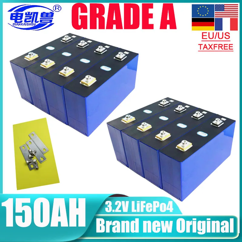 

8PCS 3.2V150ah lifepo4 battery DIY 24V 48V electric vehicle solar storage system Golf cart rechargeable battery EU/US tax exempt