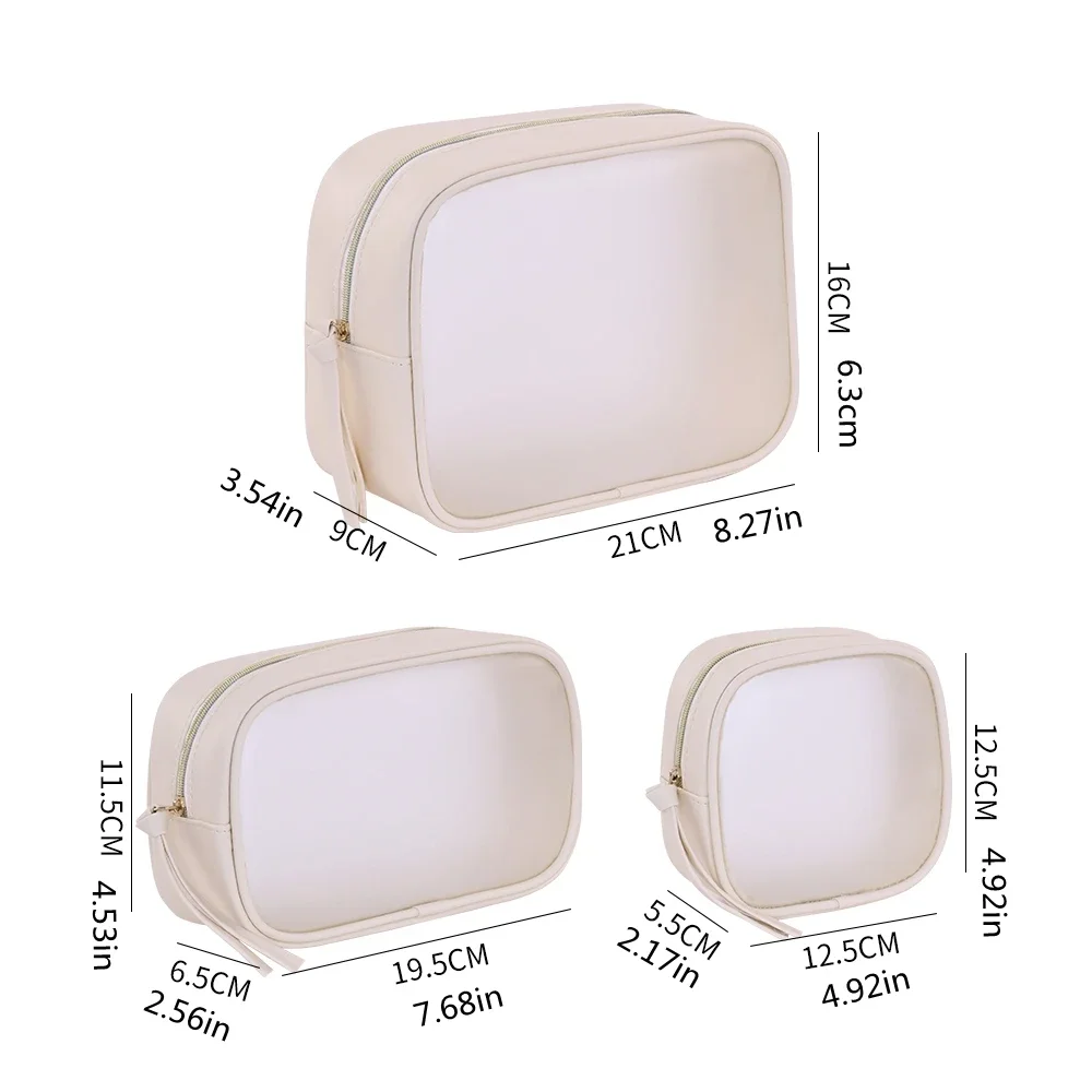 1pc Multifunctional Semi Transparent Makeup Bag, Cosmetics Storage Bag, Business Travel Toiletry Bag, Large Capacity Makeup Bags