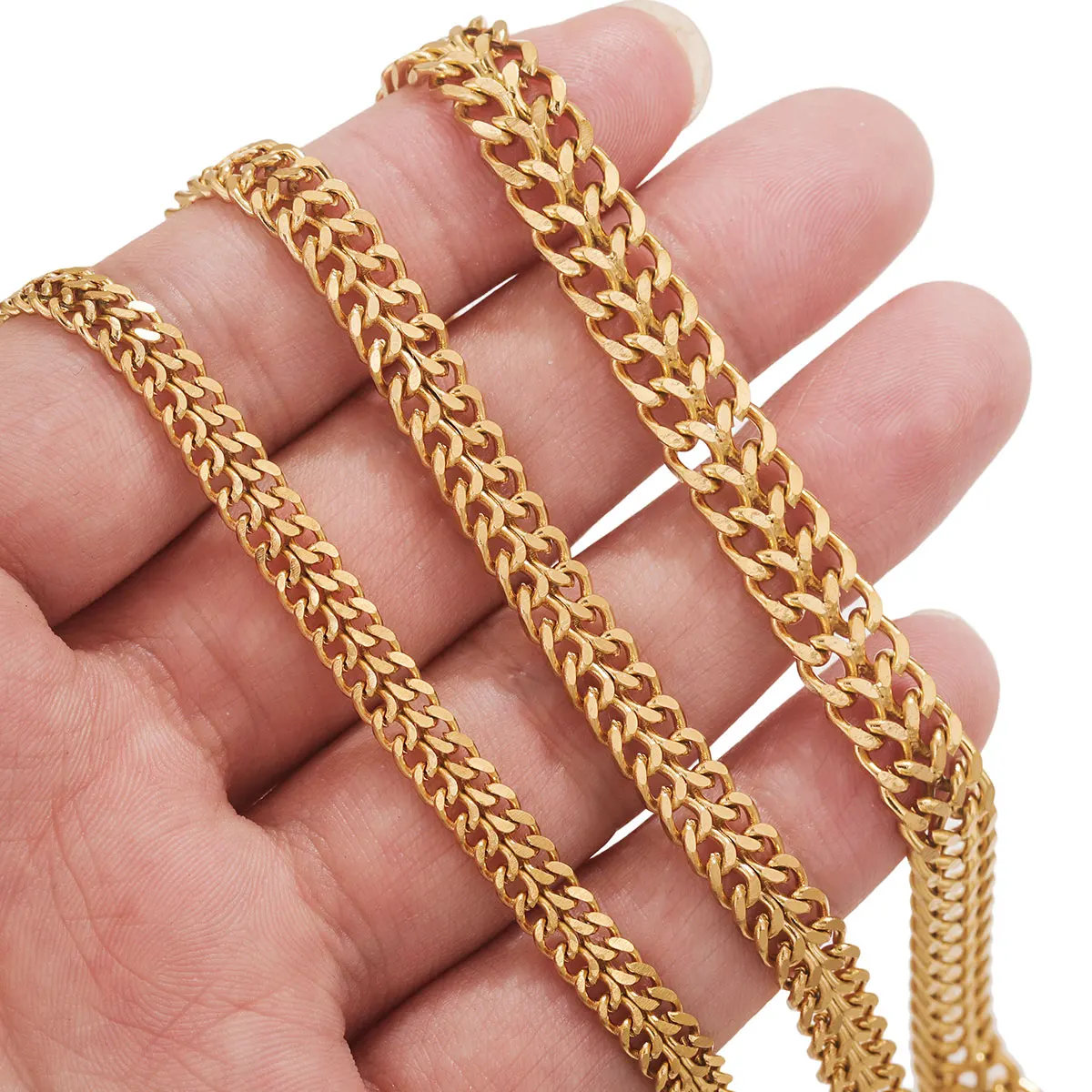 1 Meter  Stainless Steel 2 in 1 Cuban Edge Embossing Figaro Flat Chains for Vintage Necklace Making Jewelry Supplies Bracelet