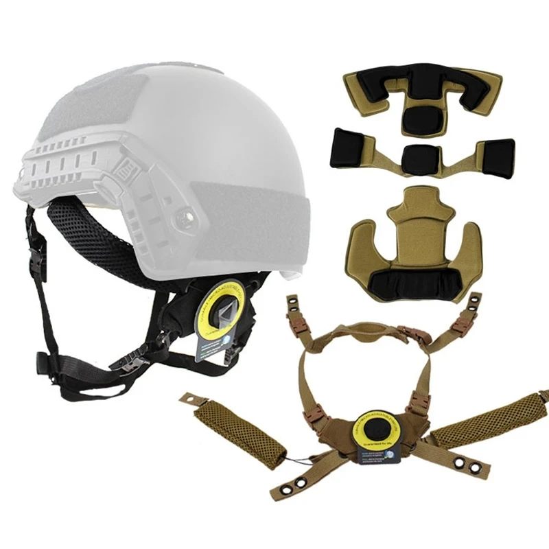 Wendy Helmet Suspension System Military Helmet Adjustable Lanyard FAST MICH Outdoor Hunting BK/DE/RG Accessory Spongy Pad helmet suspension system