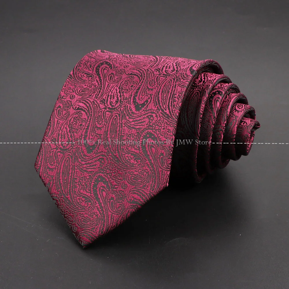New Design Wedding Men Tie Red Solid Striped Paisley Flower Neckties For Men Business Groom Collar Accessories Gift
