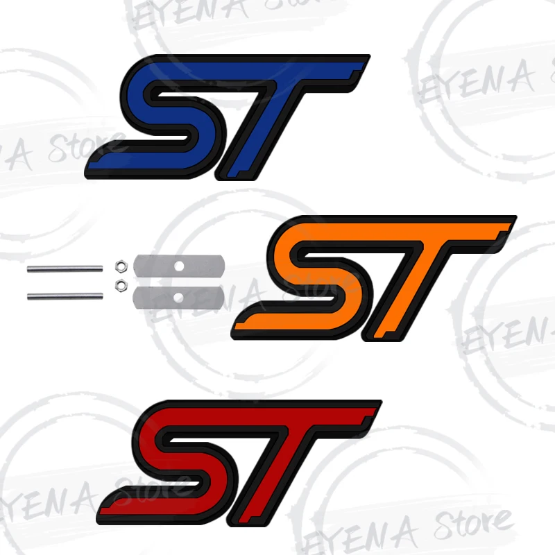Per Ford St Nero Rosso Arancione Performance Blue Fusion Focus Fiesta Kuga Puma Grille Metal Badge Stickers Emblema Del Bagagliaio Posteriore Dell'Aut